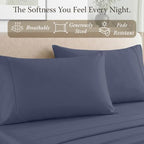 Threadmill 600 Thread Count Cotton King Pillowcases, Sateen, Folkstone Blue - Image 3
