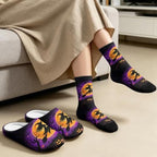 Jeiento Women's Fuzzy Slippers and Sock Set Warm Cozy Memory Foam House Shoes Soft Slip-on Slides Spa Slippers for Hotel - Image 2