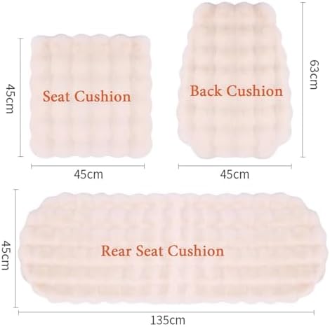 Luxury Thickened Plush Car Seat Cushion Set,Soft Fluffy Protector Warm Faux Rabbit Fur Non-Slip Front and Back Seat Covers (Red,3pcs) - Image 6