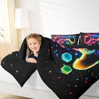 Game Consoles Kids Boys Reversible Comforter Set Twin Size,Gaming Bedding Sets Gamer Room Decor Gifts Galaxy 3D Neon Honeycomb Video Games Polyester Quilt Set,1 Pillowcase (Red Green Blue) - Image 4