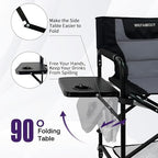 Tall Folding Directors Chair with Side Table 30.71" Seat Height Foldable Camping Chair Bar Stool for Makeup Artist Face Painting with Footrest and Storage Pocket Supports 350LBS - Image 5