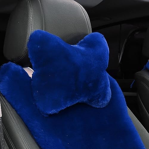 Fluffy Car Headrest Pillow Furry Long Wool Lumbar Auto Head Neck Support Pillow Cushion Natural Luxury Fur Warm Soft Comfort Winter - Image 2