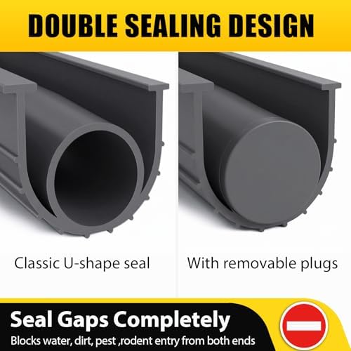 Jin&Bao Garage Door Bottom Rubber Seal 5/16" T-End 10FT & 2 End Plugs Gray - Image 3