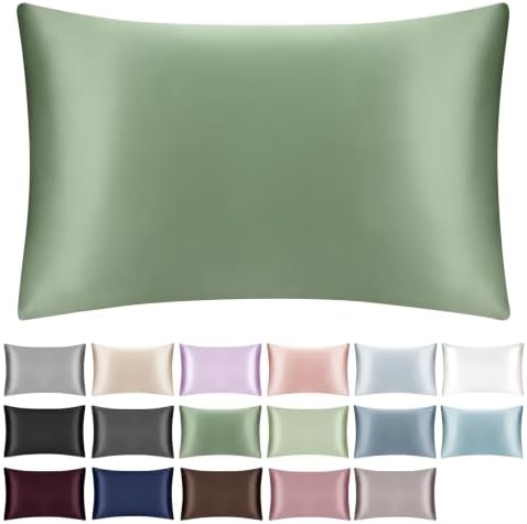 100% Mulberry Silk Toddler/Travel Pillowcase,Both Sides 19MM Small Silk Pillow Case with Hidden Zipper for Kids/Baby 1pc, Sage Green,13"x18" by SILKTALE