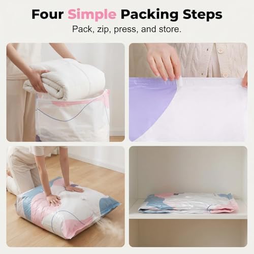 No-Pump Vacuum Storage Bags 2026 Cube Compression Space Saver Bags - Upgrade Large Storage Compression Bags No-Pump 3D Vacuum Storage Bags for Clothes, Comforters, Blankets (19 * 27in-5ps) - Image 2