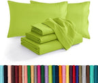 Elegant Comfort Luxury Soft 1500 Premium Hotel Quality Microfiber Wrinkle and Fade Resistant Cozy 6-Piece Bedding Set, Easy All Around Elastic Fitted Sheet, Deep Pocket, Queen, Lime by ELEGANTCOMFORT