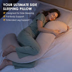QUEEN ROSE Body Pillow for Side Sleeper, Cooling S Shaped Hug Pillow, Ivory - Image 2