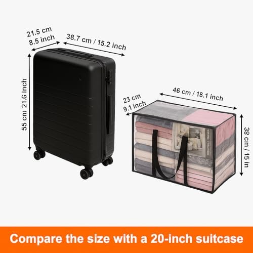 Vieshful 5 Pack Clear Clothes Storage Bags with Zipper 40L - Image 3