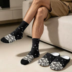Jeiento Fuzzy Slippers and Sock Set Women's Warm Cozy Memory Foam House Shoes Soft Slip-on Slides - Image 3