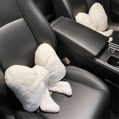 LYFJMUS 4 Pack Plush Bow Car Headrest Pillow and Lumbar Support Pillow Soft Butterfly Car Neck Pillows for Driving Cars Decor (Black) - Image 5