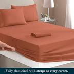 Mocassi Queen Size 4-Piece Bed Sheet Set - 1800 Premium Hotel Quality Microfiber 18-24 Inches Extra Deep Pocket Fitted Sheet- Luxury Soft, Breathable, Wrinkle, and Fade Resistant, Coral - Image 4