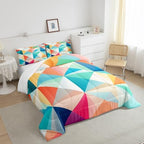 Erosebridal Colorful Geometric Toddler Bedding Set,Cute Rainbow Comforter Set for Kids Room Decor,Abstract Aesthetic Quilt Bed Set Watercolor Checkered Grid Down Comforter 2Pcs - Image 4