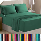 Elegant Comfort Luxury Soft 6-Piece 1500 Premium Hotel Quality Bed Sheet Set with Extra Deep Pockets 18-24 Inch, Wrinkle Free, Storage Pockets, Extra Deep Pocket 6PC Sheets, Cal King, Hunter Green by ELEGANTCOMFORT