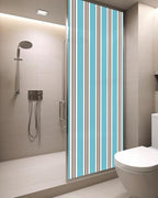 Window Privacy Film Frosted, Blue Brown Striped Static Cling Door Window Covering, Modern Farmhouse Vertical Stripes UV Blocking Windows Film for Office, Hotel, Bedroom, 29.5 x 78.7 Inches - Image 3