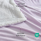 NANPIPER Warm Sherpa Blanket King Size for Bed, Soft Fleece for Winter, Fuzzy Plush Throw Gift for Women, Lavender 90x108 Inches - Image 5