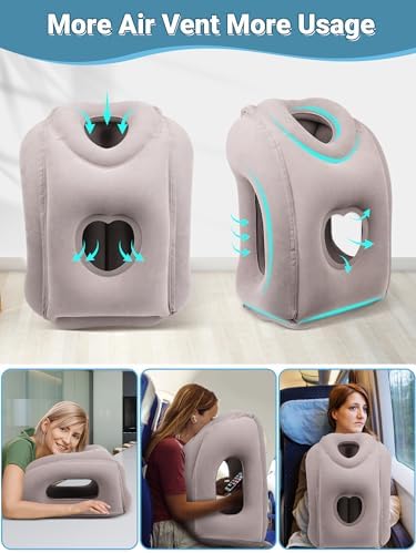 Maliton Inflatable Travel Pillow for Airplane Comfortable Sleeping, (Grey) - Image 4
