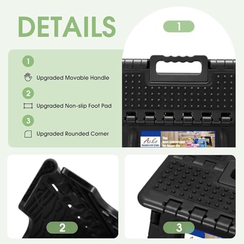 ACKO 16" 6 Pack Folding Step Stool, Safety Lock, Holds 400 lbs, Dot Black - Image 3