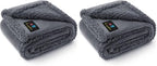 Waterproof Pet Blanket, Liquid Pee Proof Dog Blanket for Sofa Bed Couch, Reversible Sherpa Fleece Furniture Protector Cover for Small Medium Large Dogs Cats, Dark Gray Small（40" x 28"） (Pack of 2) by luciphia