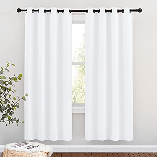 NICETOWN White Room Darkening Draperies and Curtains - Home Fashion Energy Saving Grommet Top Room Darkening Drape Panels for Bedroom (Set of 2, 46 by 72 Inch, White) by NICETOWN