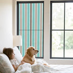 Window Privacy Film Frosted, Teal Brown Striped Static Cling Door Window Covering, Modern Farmhouse Vertical Stripes UV Blocking Windows Film for Office, Hotel, Bedroom, 29.5 x 78.7 Inches - Image 2