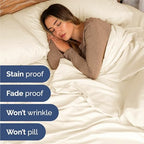 Split King 7 Piece Bed Sheet Set - Comfy, Breathable & Cooling - Off White - Image 5