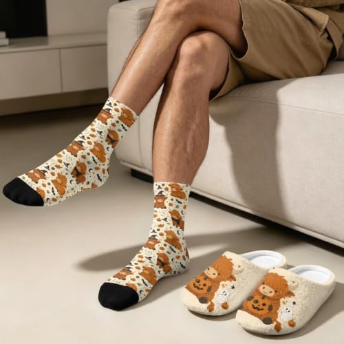 Jeiento Fuzzy Slippers and Sock Set Women's Warm Cozy Memory Foam House Shoes Soft Slip-on Slides - Image 3