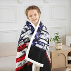 Erosebridal Lineman Throw Blanket American Flag Sherpa Blanket Red and Blue Grunge Stripes Fuzzy Blanket Vintage USA Flag Fleece Blanket Electrician Lineman Bed Blanket Father's Day 90”x90” - Image 4