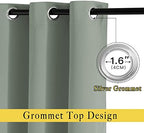 NICETOWN Blackout Greyish Blue Curtains for Bedroom - Window Treatment Thermal Insulated Grommet Solid Drapes Energy Saving Sound Reducing for Basement, 2 Panels, W66 x L54 - Image 2