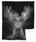 Stag Blanket Rustic Lodge Sherpa Throw for Couch, Masculine Deer Design for Cabin Decor, 60x80 Inches Soft Fuzzy Cozy Animal Black Blanket for Men Living Room by Sleepwish