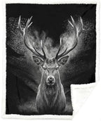 Stag Blanket Rustic Lodge Sherpa Throw for Couch, Masculine Deer Design for Cabin Decor, 60x80 Inches Soft Fuzzy Cozy Animal Black Blanket for Men Living Room by Sleepwish