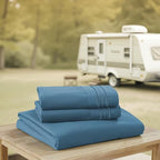 Camping Sheets Full Size - Outdoor Air Mattress Sheet Set – Built-in Corner Straps for Air Mattress & Camping Use – Designed for Inflatable Beds & Tailgate Sleepovers, Denim - Image 3