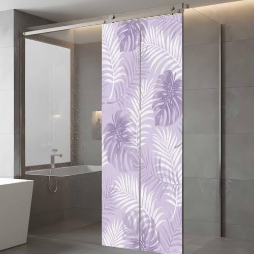 Window Privacy Film Frosted, Purple Palm Trees Tropical Static Cling Door Window Covering, Summer Beach Botanical UV Blocking Windows Film for Office, Hotel, Bedroom, 29.5 x 78.7 Inches - Image 5