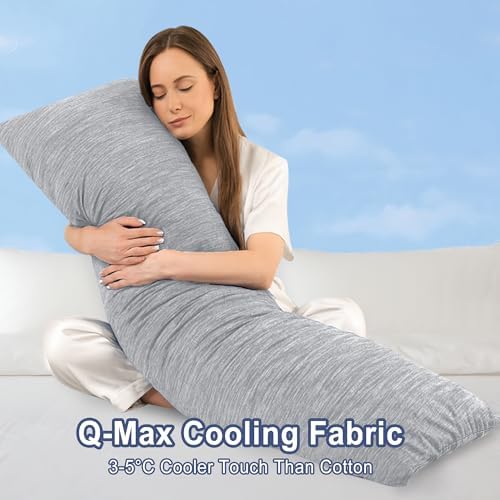 DWCN Cooling Body Pillow for Adults, 20x60 Inch Light Grey - Shredded Memory Foam Body Pillow with Removable & Adjustable Filling, Full Body Support for Side Sleepers, Pregnancy & Pain Relief - Image 2