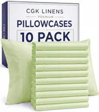 King Pillow Cases - 10 Pack Pillowcase Covers, 20" x 40" - Light Sage Green by CGKUnlimited