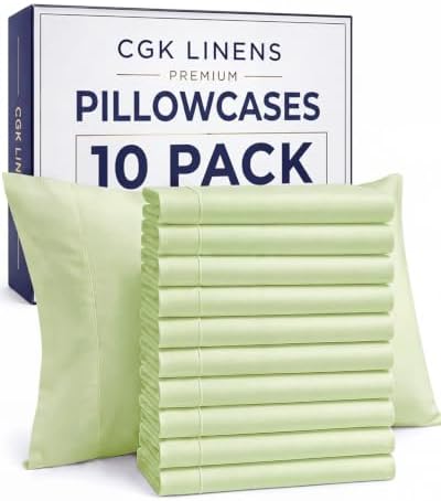 Queen Pillow Cases - 10 Pack Pillowcases, 20" x 30" - Light Sage Green by CGKUnlimited