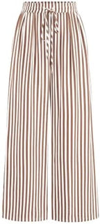 PRETTYGARDEN Womens Pants Elastic Waist Striped Lightweight Palazzo Pant by PRETTYGARDEN