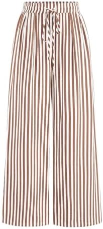 PRETTYGARDEN Womens Pants Elastic Waist Striped Lightweight Palazzo Pant by PRETTYGARDEN