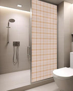 Window Privacy Film Frosted, Cream Buffalo Plaid Static Cling Door Window Covering, Modern Farmhouse Peach Pink Checkered UV Blocking Windows Film for Office, Hotel, Bedroom, 29.5 x 78.7 Inches - Image 3