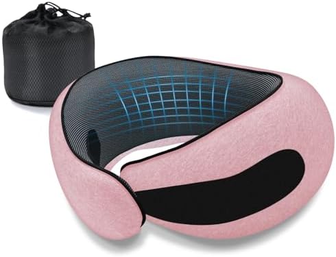 Neck Travel Pillows for Airplanes Memory Foam Neck Comfort Pillow Compact Ergonomic Design Sleeping Essentials for Long Flights Car Rides and Home Use (Pink) by Dujuanus