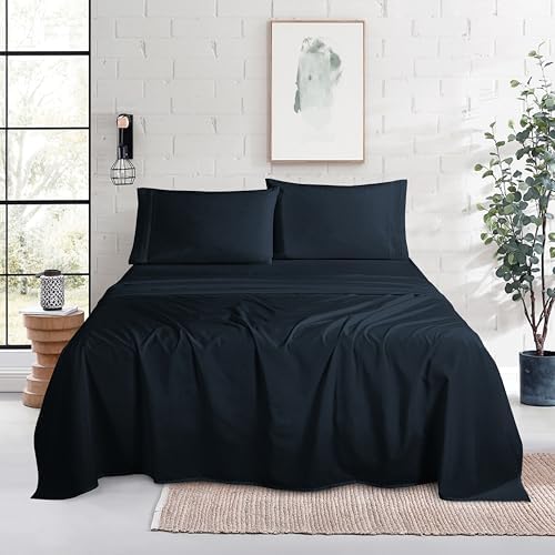 Mocassi Full Size 4-Piece Bed Sheet Set - 1800 Premium Hotel Quality Microfiber 18-24 Inches Extra Deep Pocket Fitted Sheet- Luxury Soft, Breathable, Wrinkle, and Fade Resistant, Black - Image 2