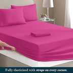Mocassi Cal King Size 4-Piece Bed Sheet Set - 1800 Premium Hotel Quality Microfiber 18-24 Inches Extra Deep Pocket Fitted Sheet- Luxury Soft, Breathable, Wrinkle, and Fade Resistant, Hot Pink - Image 4
