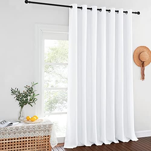 NICETOWN Extra Wide and Long Curtain - Thermal Insulated Drape Voice Canceling for Room Divider/Patio/Glass Door (White, 100 inches Width, 108 inches Length, Single Piece) by NICETOWN