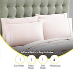 Sweet Home Collection 7 Piece Comforter Set Bag Solid Color All Season Soft Down Alternative Blanket & Luxurious Microfiber Bed Sheets, Pale Pink, Queen - Image 6