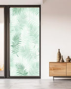 Window Privacy Film Frosted, Light Green Botanical Non-Adhesive Static Cling Window Tint, Summer Palm Leaves Foliage Tropical Insulated Windows Frosted Films for Living Room, 35.4 x 78.7 Inches - Image 5