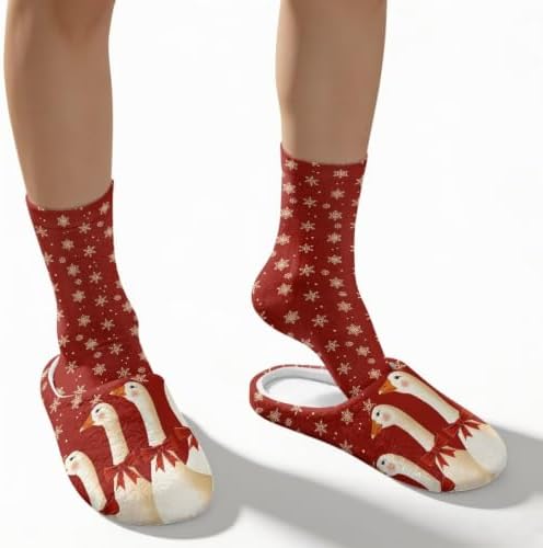 Christmas Slippers for Women Washable House Shoes with Cute Socks - Image 4