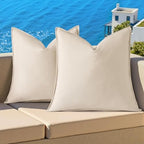 decorUhome Outdoor Waterproof Faux Linen Throw Pillow Covers 24x24 Set of 2 by decorUhome