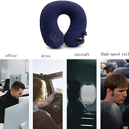 Travel Pillow Push-Button Inflatable U Shaped Neck for Support Airplanes with Packsack and Luggage Clip - Image 5