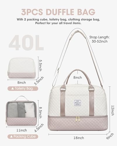 Weekender Bags for Women Travel Bag- Duffle Bag for Women with Shoe Compartment Carry On Overnight Bag with Toiletry Bag & Wet Pocket - Image 4