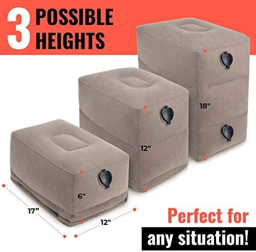 Koala Kloud 3 Height Travel Foot Rest - 2-Pack | Gray Inflatable Foot Rest Pillow, Airplane Footrest for Flights, Car Seat Foot Rest, Airplane Bed for Toddler Airplane Travel Essentials Kids Accessory - Image 3