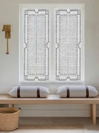 Window Privacy Film Frosted, Gray Botanical Reusable Static Cling Window Tints, Vintage Florals Geometric Minimalist Heat Control Windows Films for Offices, Balcony, 29.5 x 118 Inches - Image 5